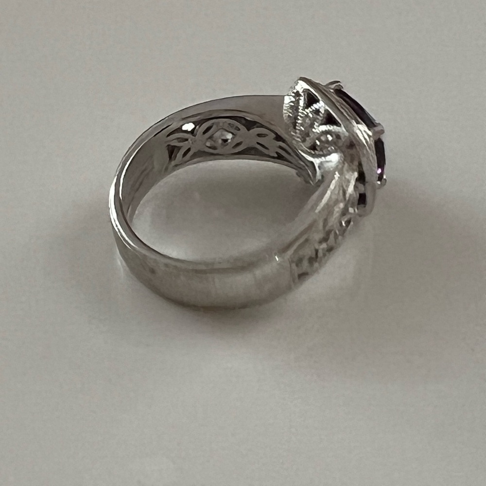 Vintage Tacori Cushion Cut Amethyst & CZ Over 925 Sterling Silver Ring - Picture 12 of 13